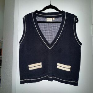 Billy Reid Dark Blue V-Neck Sweater Vest
